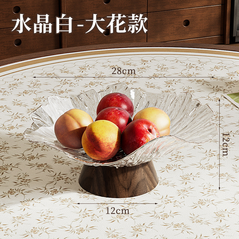 木纹高脚花型果盘家用复古风糖果坚果摆放果盘带盖招财猫跨境批发|undefined