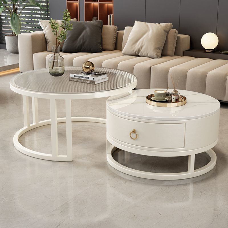 유리/스노우 마운틴 화이트 콤비 커피 테이블 [싱글 펌프스]