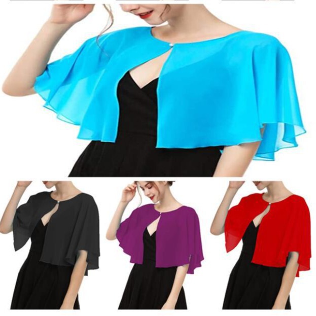 Multi-Color Optional Women's Shawl Bridal Chiffon Jacket Small Cape Spring and Summer Thin Breathable Wedding Accessory Sun Protection Shirt