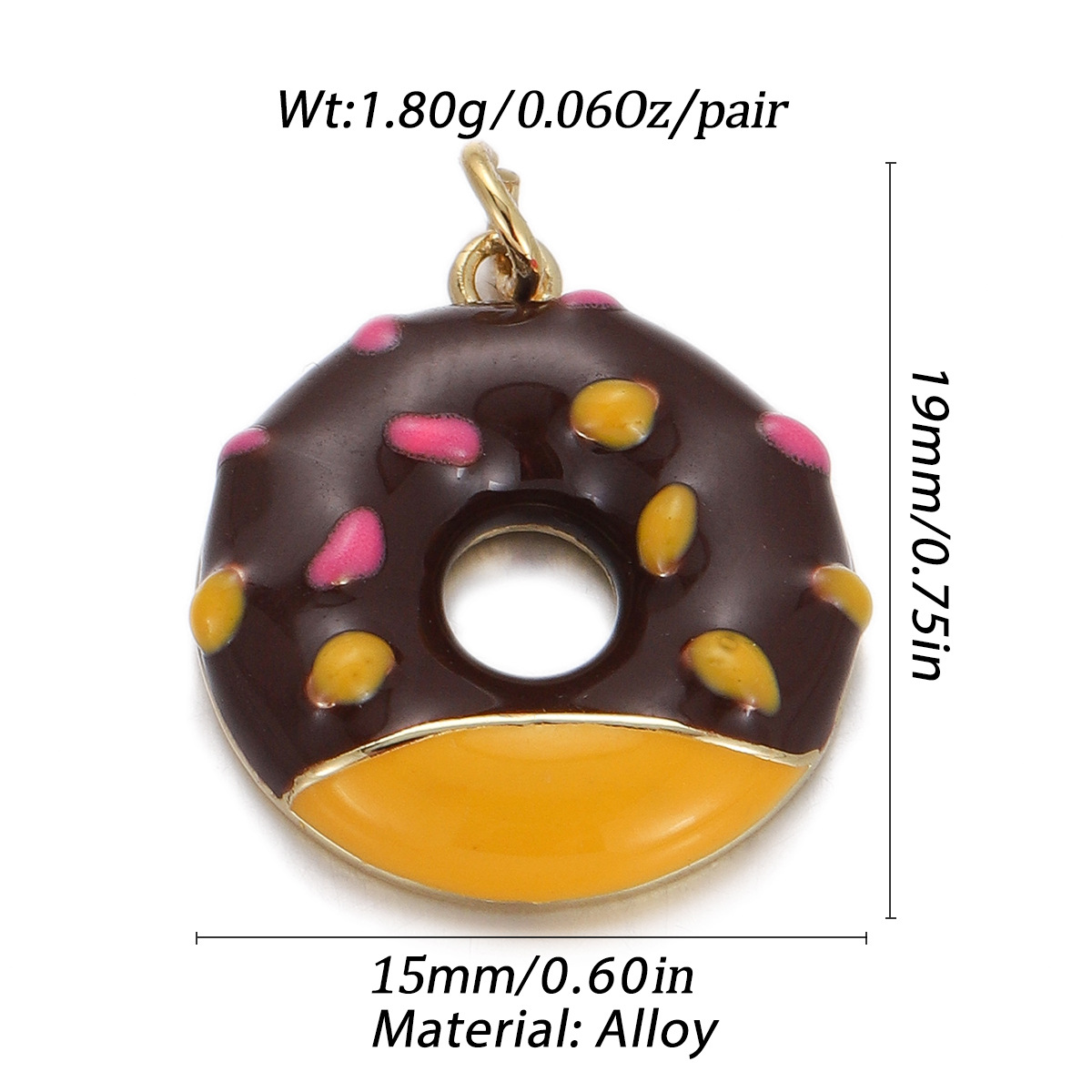 4g Weight Pendant Jewelry Making Type Gold Plated Plating Material Zircon Inlay Material 1 Piece Quantity Holiday Occasion Copper Material Donuts Pattern Women's Gender Enamel Design Simple Style Style 1 Piece Copper Zircon Gold Plated Donuts Pendant 2