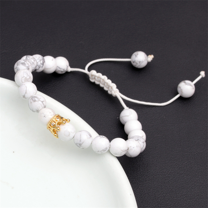Retro Crown Beaded Artificial Gemstones Bracelets
