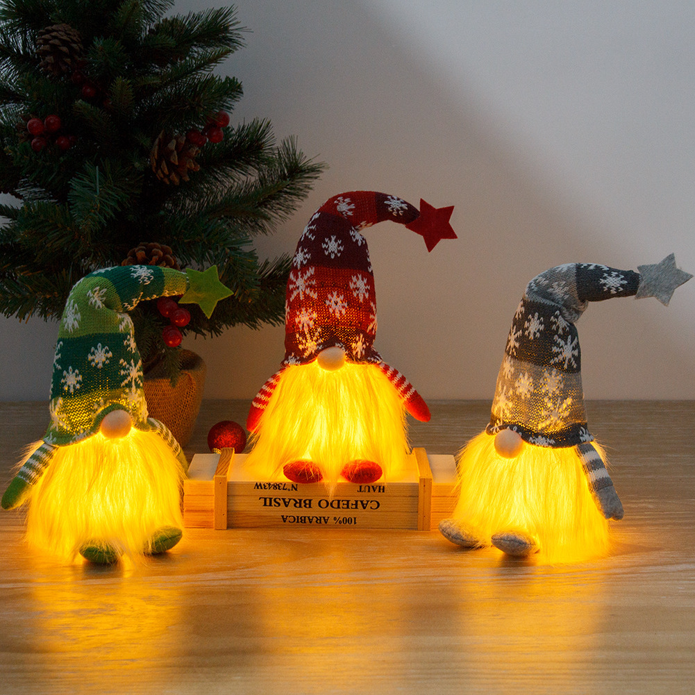 Decoración navideña luminosa para escaparate, muñeca sin cara/enana Rudolph de peluche, nuevo producto transfronterizo