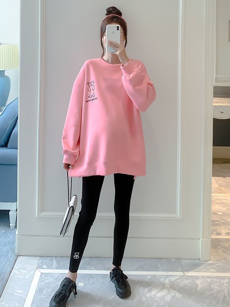 Maternity Autumn Fake Two Tops And Sweaters For Pregnant Women Cartoon Pattern Hoodies For Nursing Mothers Breastfeeding Poleron