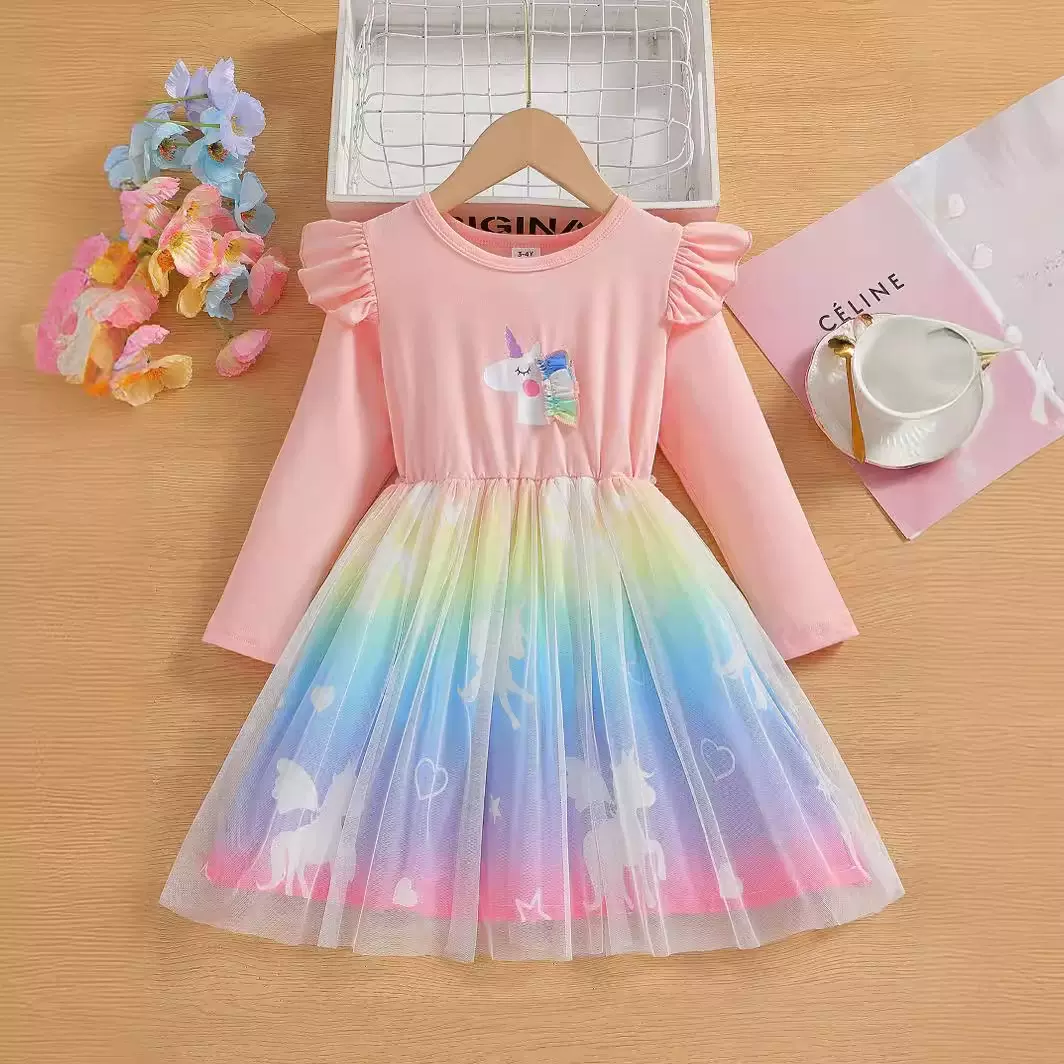 女宝宝秋装连衣裙2024新款儿童爱莎公主裙小童女童春季洋气裙子潮