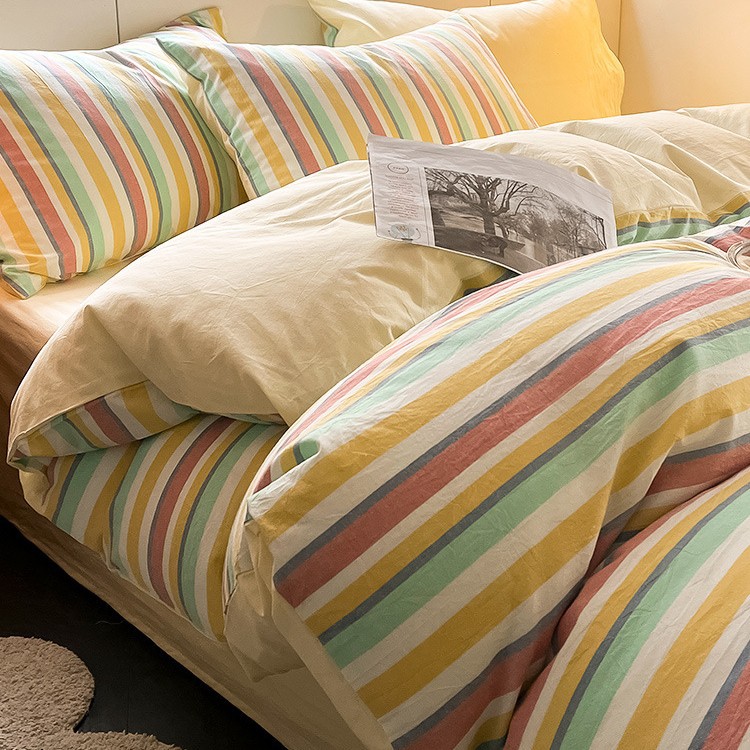 Juego de cuatro piezas de algodón 100 cama de dormitorio de algodón de tres piezas sábanas, edredón, funda de edredón, funda de edredón, cama individual para niños 4