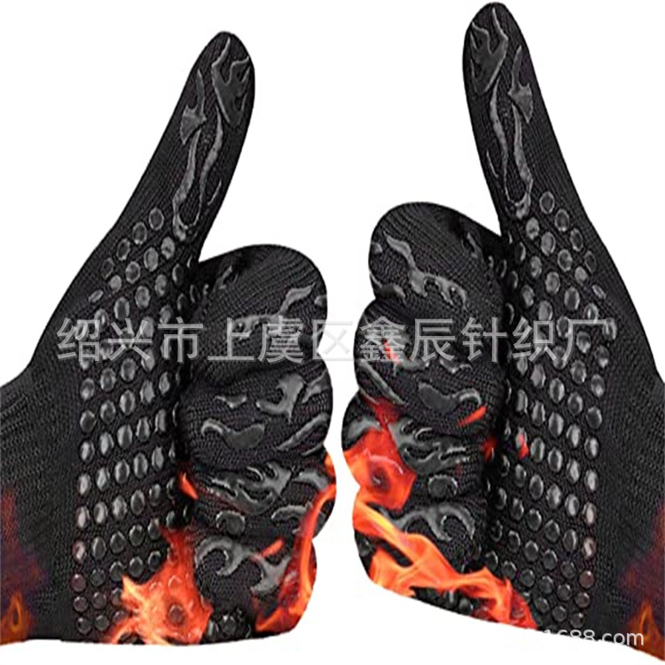 Fabricante 800 grados aramida guantes resistentes a altas temperaturas ignífugo horno de microondas aislamiento térmico horno para hornear guantes de barbacoa-