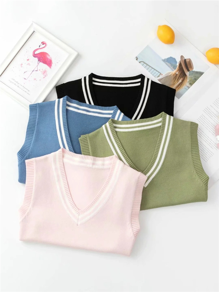 Fashion color matching temperament V-neck knitted vest NSLD27893