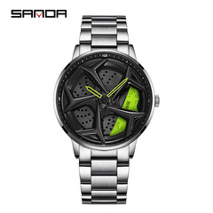 Three-Da New Model 1087 Steel Strap Rotating Trendy Fashion Waterproof Student Cool Boy Watch Simple One-Time Shipping