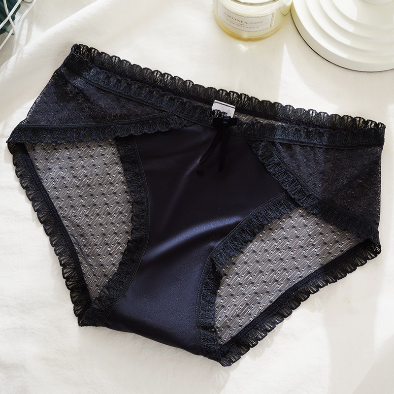 女性用レース下着、日本風メッシュ、透け感のある綿素材、吸湿性のある三角パンツ、卸売、純綿クロッチ、抗菌、露出防止|undefined