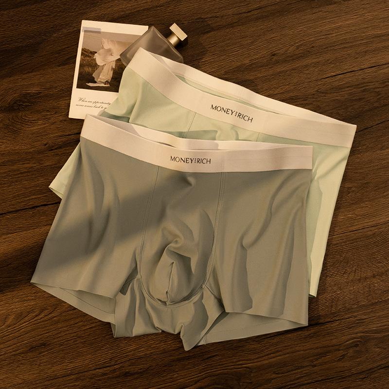 Nuevo sin marcas de seda de hielo ropa interior de hombre gran suave piel transpirable antibacteriana pantalones de calcetín de cuñón hombre fábrica al por mayor