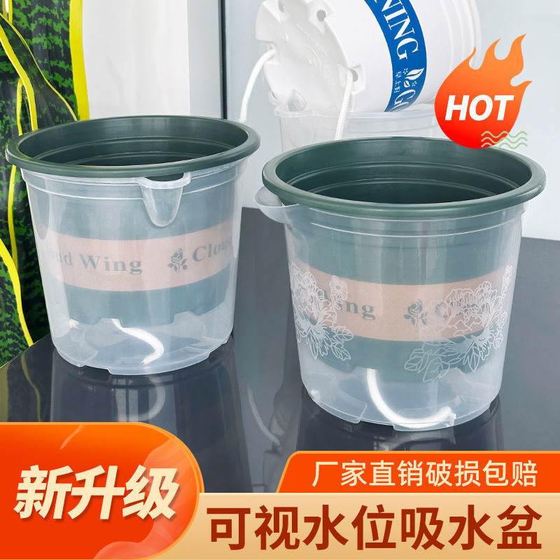 怠け者のためのグリーンラタン植木鉢、自動吸水二層プラスチック鉢植え、屋内バルコニー、水やり不要、透明な水貯蔵ガロンポット|undefined