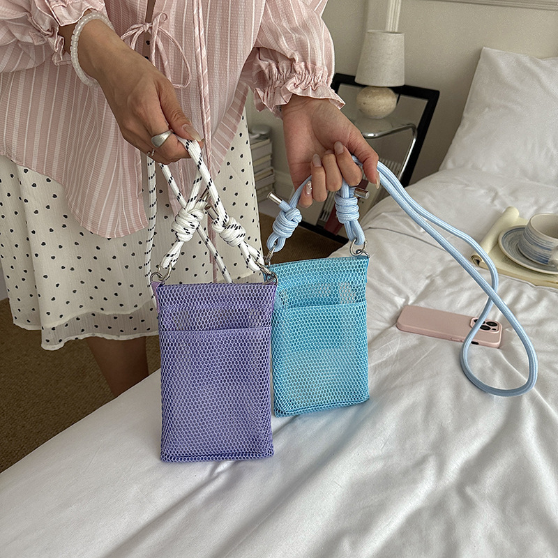 Cute Summer High-Style Dopamine Phone Bag for Women, Outdoor Travel Mesh Crossbody Bag, Portable Versatile Shoulder Bag