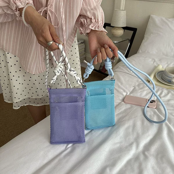 Cute Summer High-Style Dopamine Phone Bag for Women, Outdoor Travel Mesh Crossbody Bag, Portable Versatile Shoulder Bag