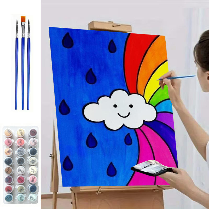 Ozon Miyazaki Jun pintura al óleo digital de verano DIY relleno manual de color curación con combinación de marcos interiores decoración de Sala de estar estilo INSI image 17