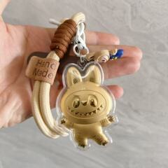 Douyin 人気の模造金箔ラブクリエイティブキーホルダー携帯電話チェーンバッグペンダントハイエンド漫画ギフト