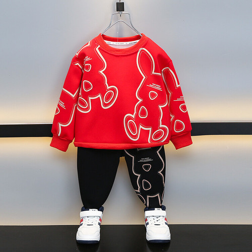 Boys' Big Rabbit Suit  Spring and Autumn New Style Children's Handsome Casual Two-piece Set Western Style Clothes for Small and Medium-sized Children