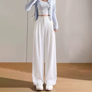 白色西装裤子女款2026新款秋小个子垂感高级感直筒西裤休闲阔腿裤