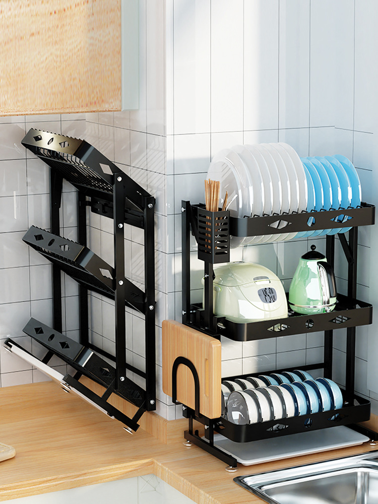 免安装碗架沥水架可折叠厨房置物架免打孔壁挂式晾放碗碟筷收纳架