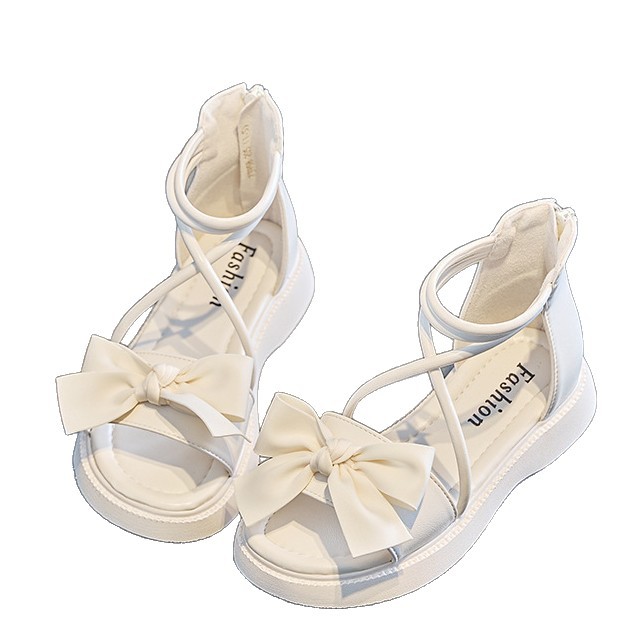 Sandalias para niñas, estilo verano 2026, con lazo, elegantes zapatos de princesa para niñas mayores, zapatos romanos de suela blanda y caña alta para niños.