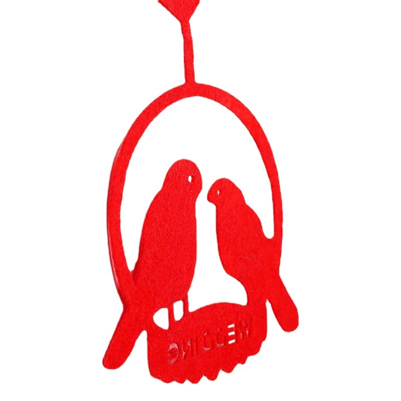 Decoración para bodas, cortina de tela no tejida para sala de estar, dormitorio, nueva casa, guirnalda con el símbolo de la doble felicidad, decoración para la sala de bodas