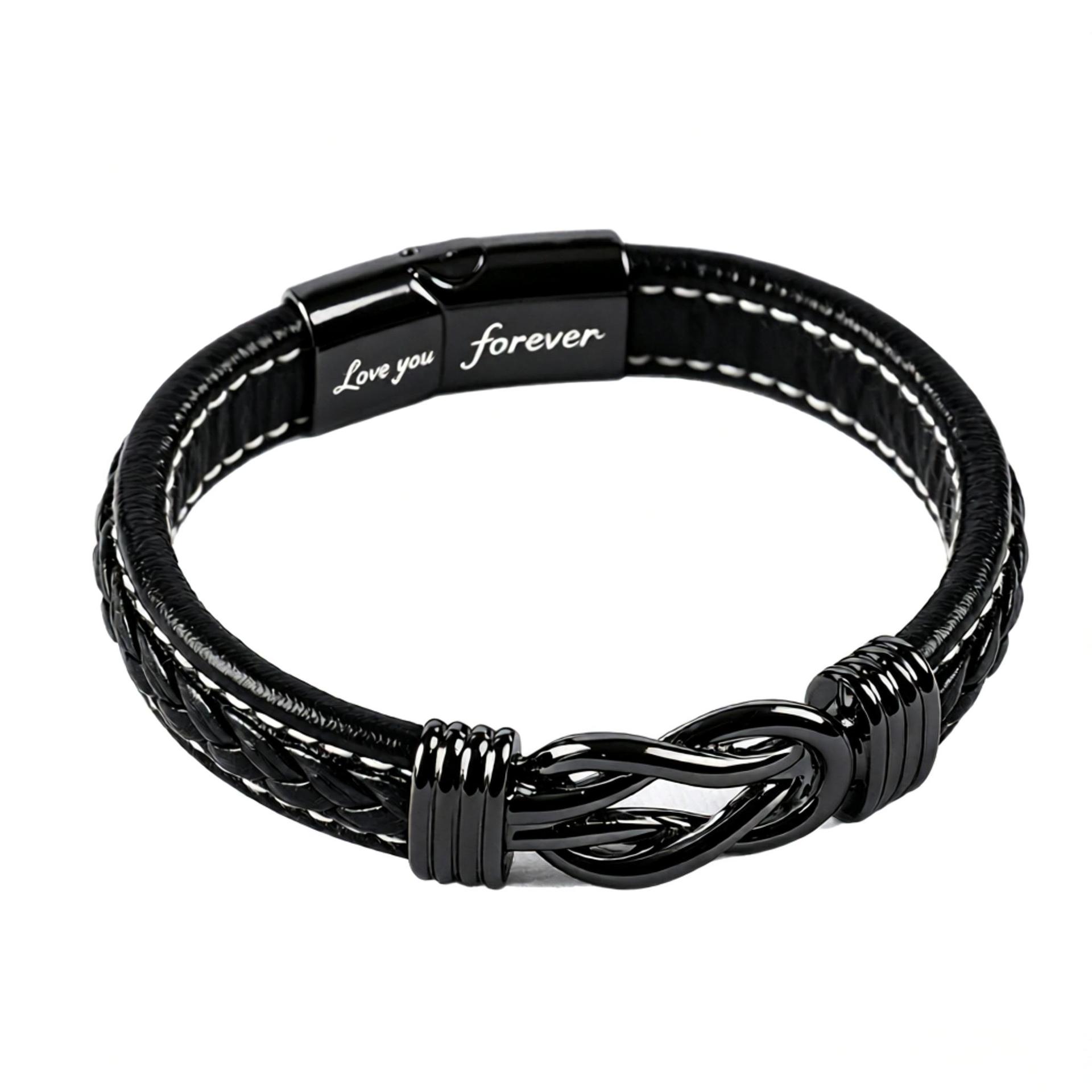 Cross-border bracelet with black buckle engraved love you forever + husband card