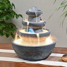 八方来财循环水生财风水轮倒流水摆件时来运转动圆水晶球招财喷泉