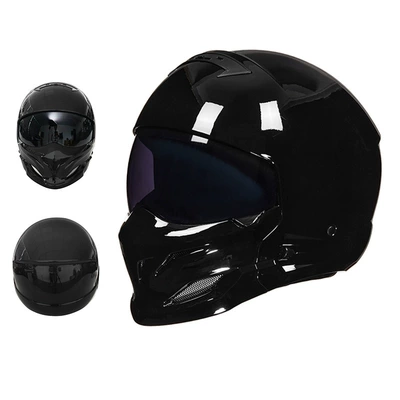 Helmet Full-Face Electric Motorcycle Helmet: Motosiklet kaskı (dəbilqə) - 856-bright-black-black-lens-m55-56