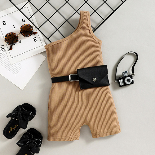 Baoxin foreign trade European and American children's clothing summer Amazon ins foreign single trendy single shoulder pit strip waist bag jumpsuit factory direct sales