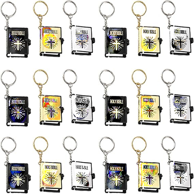 European and American Cross-Border Best-Selling Cross-Shaped Printed Car Keychain for Men and Women, Universal Keychain Bag Pendant