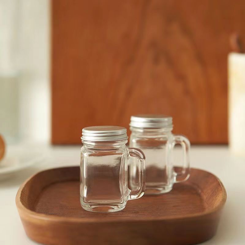 Mini Mason Jar with Handle, Food-Grade Sealed Glass Jar, Honey Jam Dispensing Bottle, Cold Brew Coffee Cup Wholesale