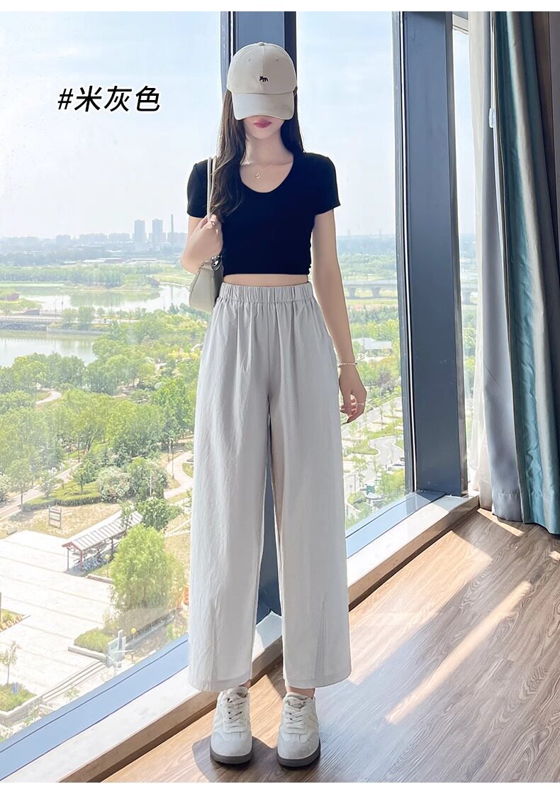 Quần dài nữ ống đứng vải lụa băng mỏng, dáng suông rộng, phong cách Yamamoto, phù hợp mùa hè — Quần hồng 9 chi tiết 33