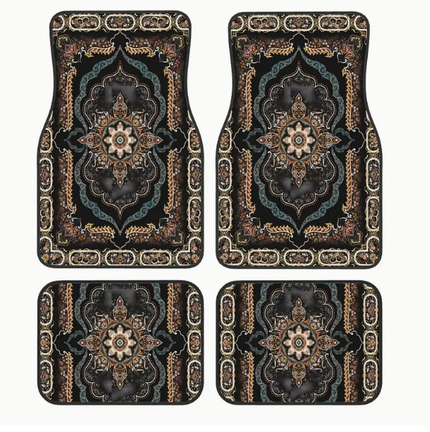 Cross-Border Bohemian Four-Piece Car Floor Mats for Main and Passenger Front and Rear Floor Mats Amazon Temu Dropshipping Floor Mats