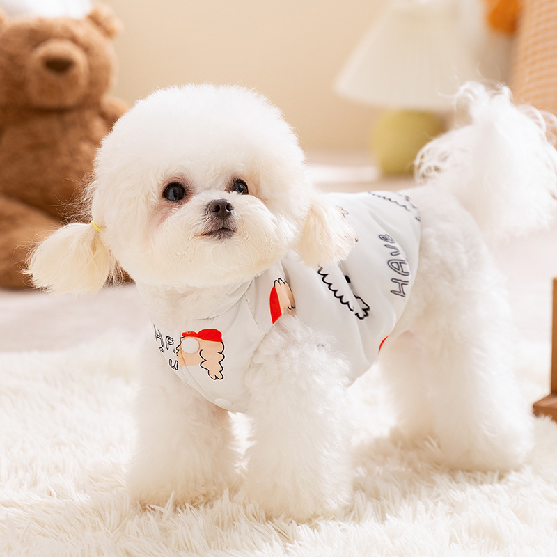 Otoño y invierno perros gruesos calentamiento impresión coreana de animales pequeños chaleco de algodón chaleco Teddy gato ropa de mascotas