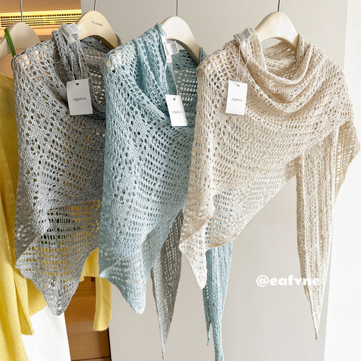 Korean Style Oversized and Widened Tencel Linen Hollow-Out Large Triangle Shawl for Women, Spring and Summer Sun Protection Breathable Cover-Up, Fashionable Neck Scarf
