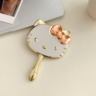 Electroplated Cat Makeup Mirror Portable Portable Handheld Beauty Makeup Small Mirror Mini Desktop Folding HD Beauty Mirror