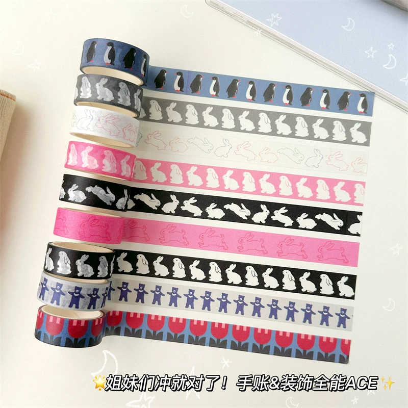 Корейские ins тот же милый кролик пингвин и бумажная лента ручной счет декоративный материал наклейки полный рулон 3 метра