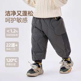 【新国标白鸭绒可溯源】男童羽绒裤a类女童宝宝婴幼儿冬季外穿裤