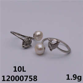 12000741 珍珠6-8MM狐狸锆石珍珠活口戒指空托时尚S925银新款女戒