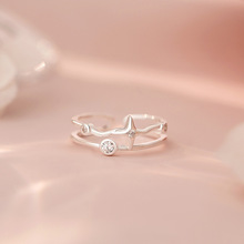 乾佳S925纯银四芒星戒指设计感高级轻奢甜美双层小众手饰跨境代发