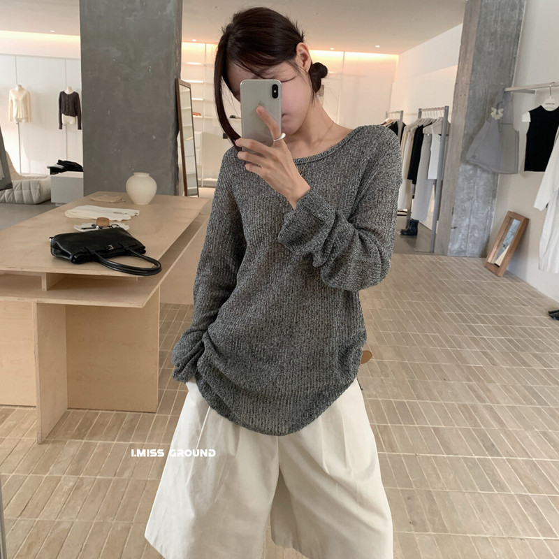 i miss韩标设计感镂空慵懒针织衫女2025秋季新款圆领套头毛衣上衣|undefined