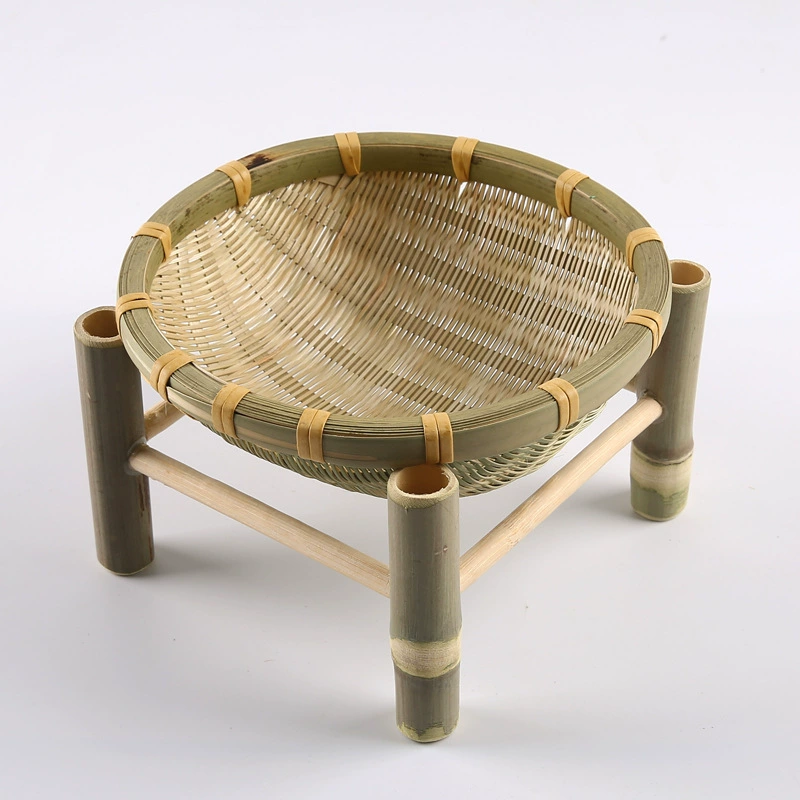 T^Handmade bamboo weaving products Bamboo weaving products Creative decoration Home dustpan tray Household small bamboo tray round
