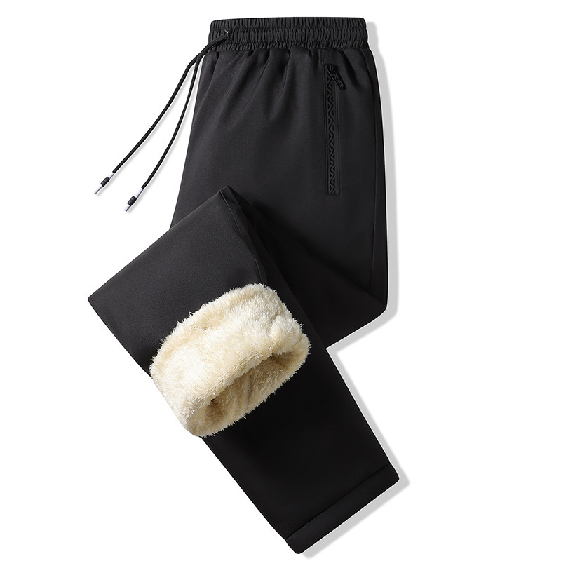 Pantalones de algodón de lana de cordero de invierno para hombres con pantalones de algodón gruesos y sueltos a prueba de viento del noreste.