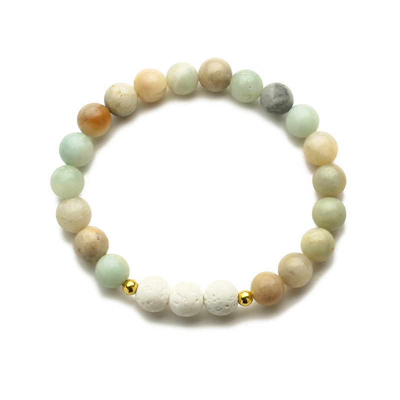 AliExpress nuevo emperador piedra Amazon Rosa cristal azul oro pulsera de piedra natural de Europa y América pulsera de piedra volcánica blanca