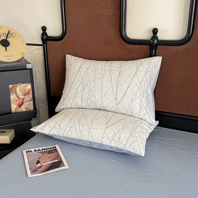 Funda de almohada de hilo de tres capas de algodón de nuevo estilo 2025, un par de mangas de forro simple de algodón de 48cm x 74cm