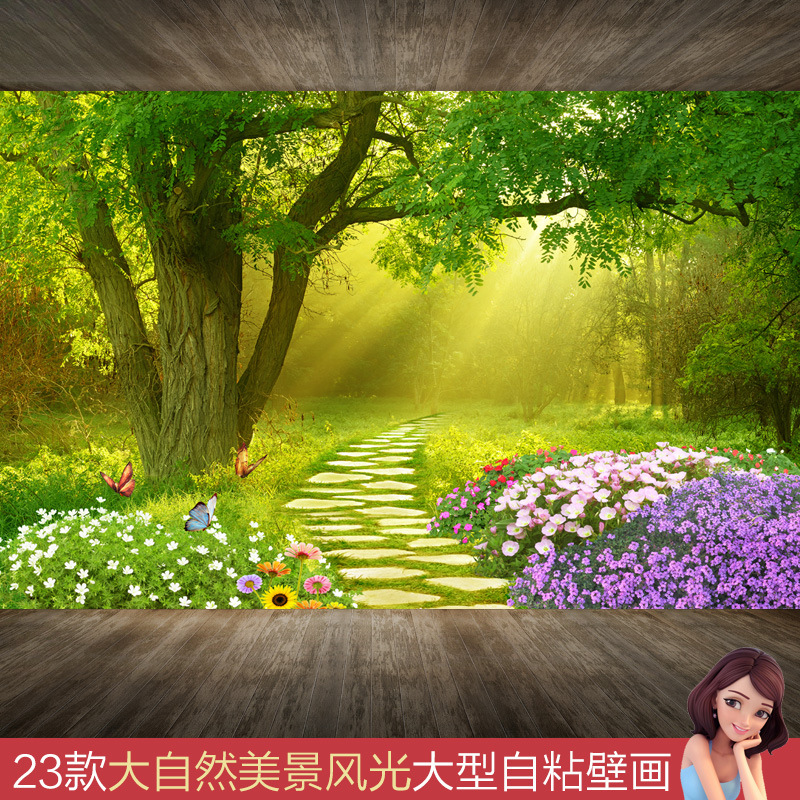 Wallpaper Self-Adhesive Landscape Stickers Wall Art Decorative Wall Stickers Wallpaper Bedroom Wall Stickers Wall Decals Background Wall Creative