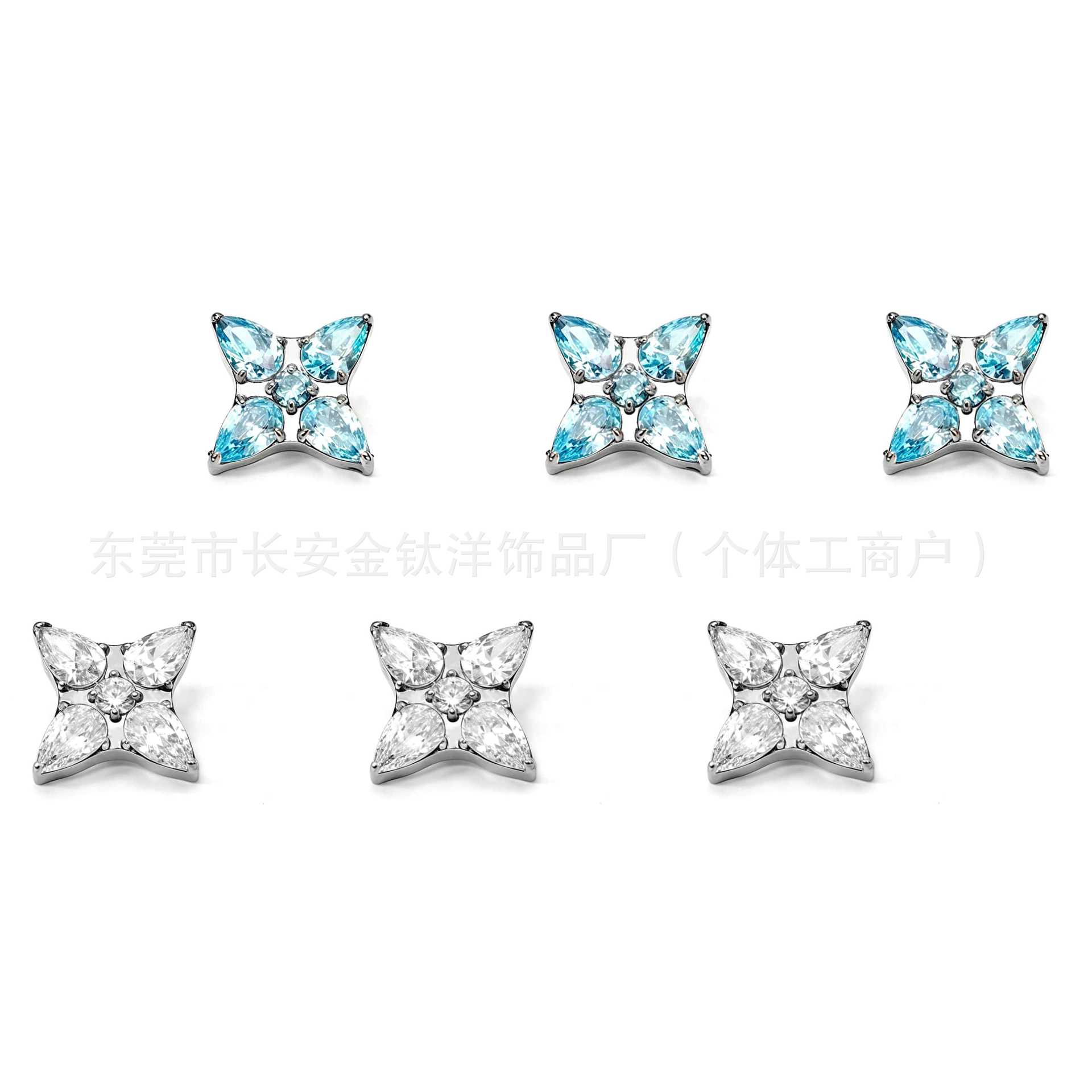 ASTM F136 Titanium Water Drop Eight-Pointed Star Earrings, Zircon Inlay Lip Studs, Nose Studs, Ear Bone Piercing Jewelry detail image 8