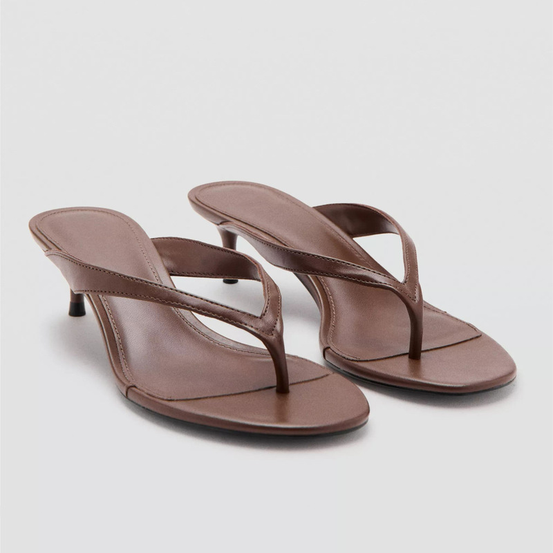 Mng Spring and Summer Party Shoes European and American Fashion Round-Toe Thong High Heels Feminine Stylish Flip-Flops Women's Shoes