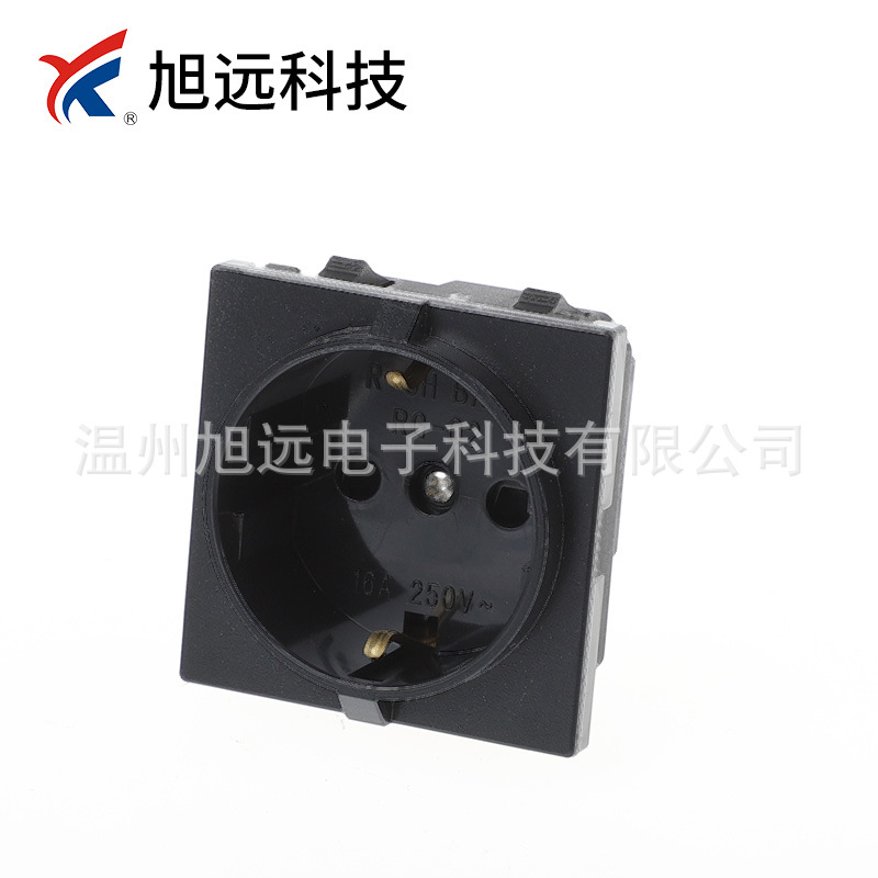 厂家供应德式电源插座机柜卡入式可制德式插座黑色卡入式插座