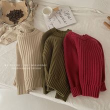 2025秋冬新款韩版儿童宽松毛衣套头男女童洋气针织衫百搭童装上衣