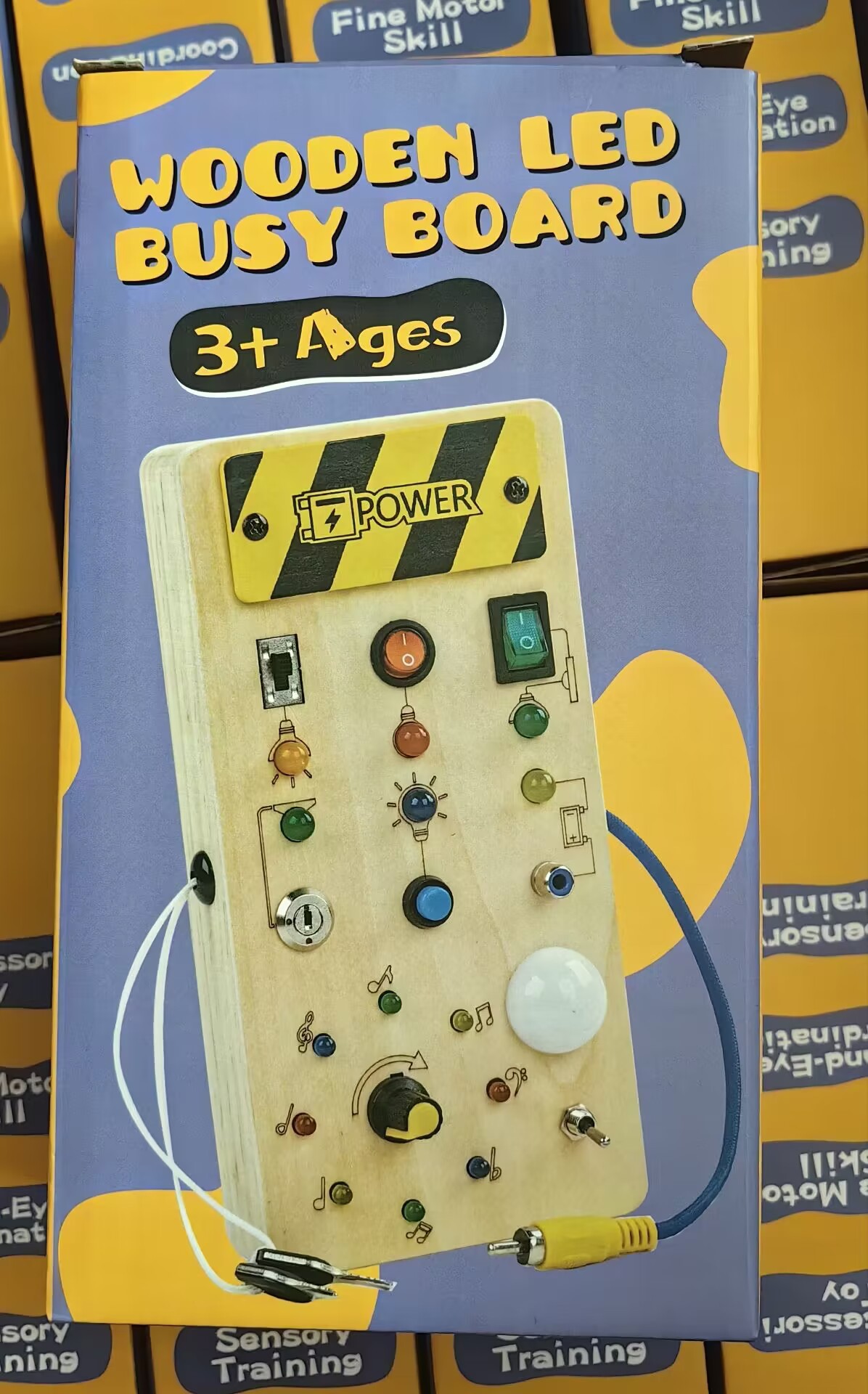 CPC Educación temprana para niños Volante de madera Luz LED Tablero ocupado Tablero ocupado Interruptor de tablero ocupado Juguetes navideños